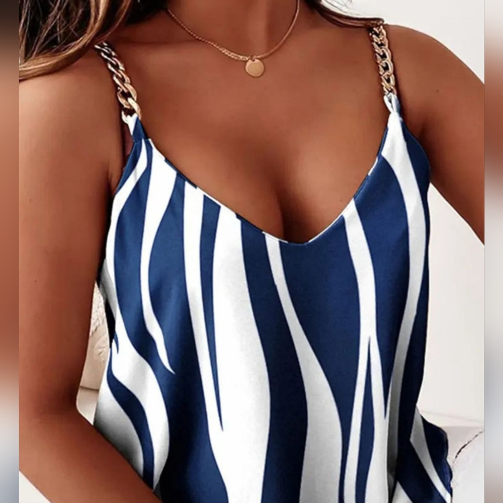 Navy Striped Women's Top